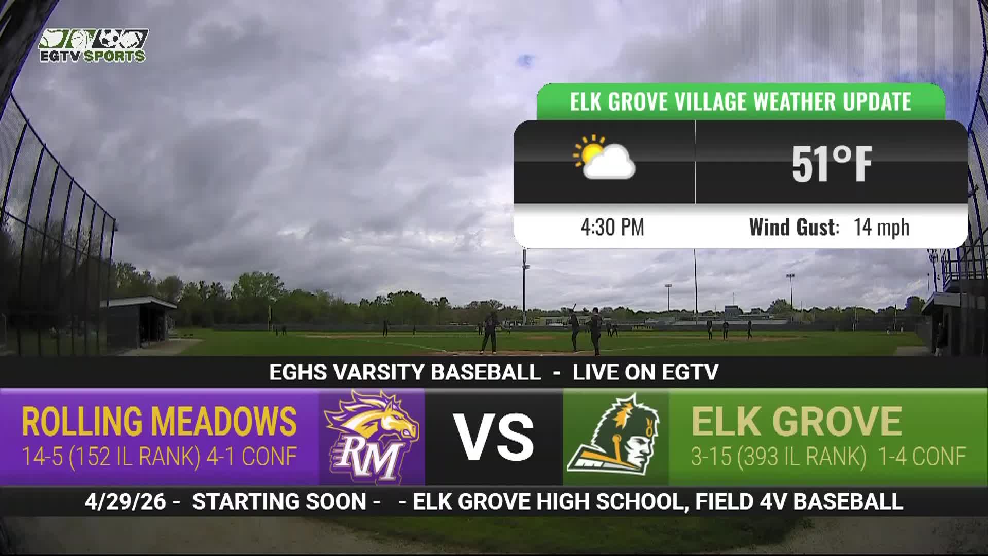 Thumbnail image for EGTV Sports: EGHS Varsity Baseball vs Rolling Meadows - 4/29/26